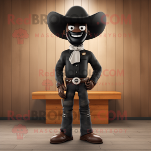 Sort Cowboy maskot kostume...