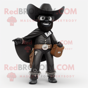 Svart Cowboy maskot kostym...