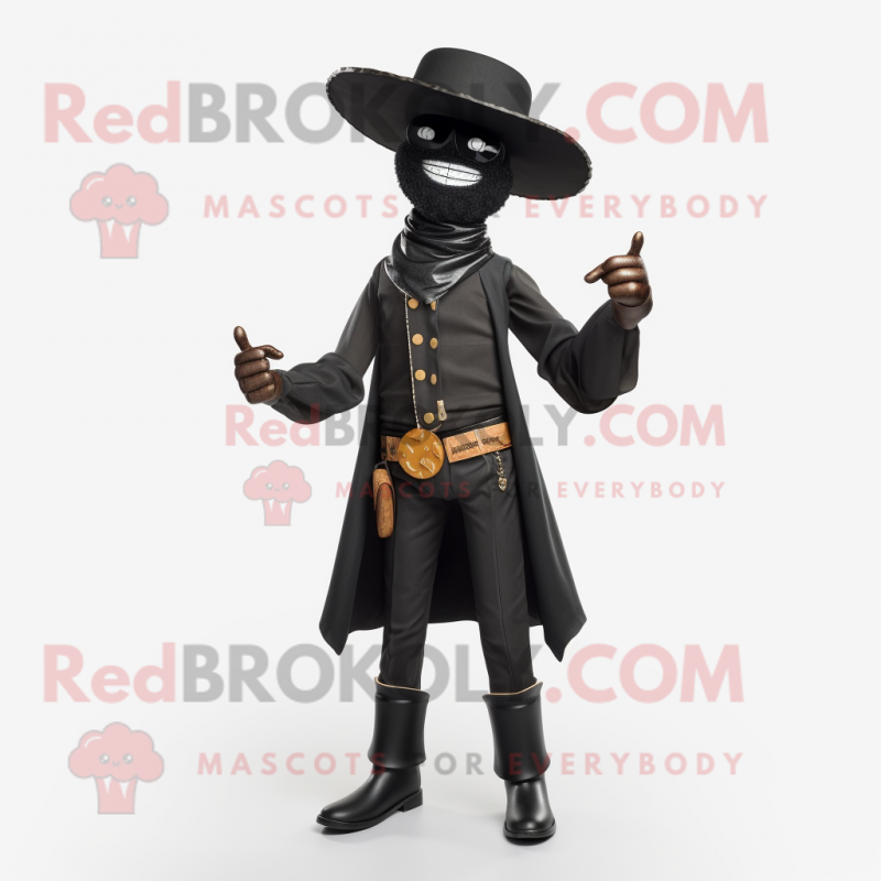 Black Cowboy mascot costume character dressed with a Blazer and Belts Black Cowboy mascot costume character dressed with a Blazer and Belts