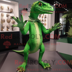 Grøn Coelophysis maskot...