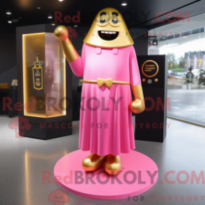 Fantasia de mascote rosa-dourada com vestido midi e abotoaduras - Mascotes rosa - REBROKO_344028 - RedBrokoly.com