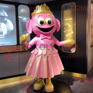 Costume mascotte rose doré...