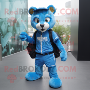 Blauw Puma mascotte kostuum...