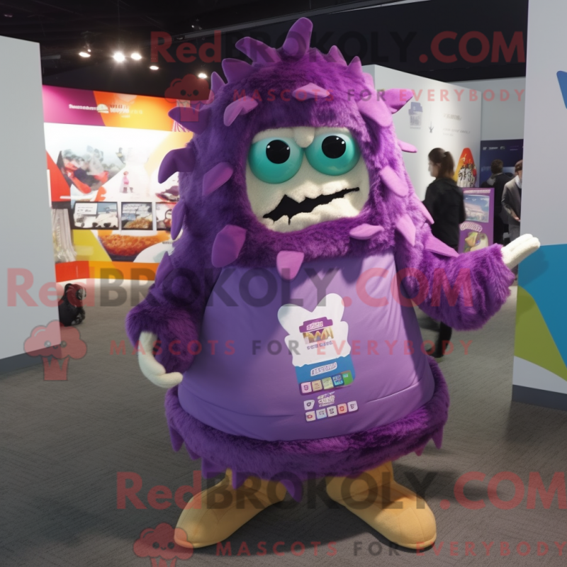 Fantasia de mascote de nachos roxos com parca e cachecóis - Nachos Mascotes - REBROKO_344062 - RedBrokoly.com