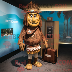 Brun Chief maskot kostume...