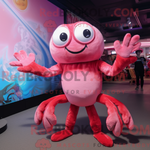 Pink Crab maskot kostume...