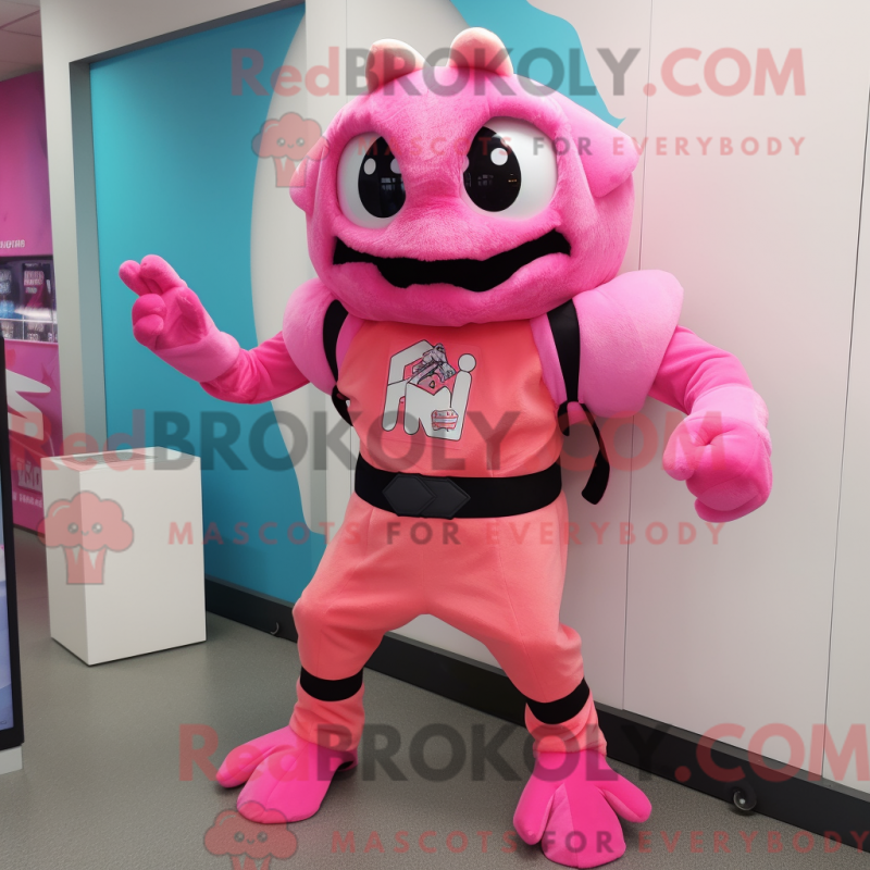 Fantasia de mascote de caranguejo-rosa com macacão e luvas - Mascotes do surf - REBROKO_344137 - RedBrokoly.com