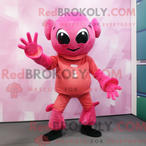 Rosa krabbemaskotdraktfigur...