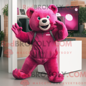 Magenta Bär Maskottchen...