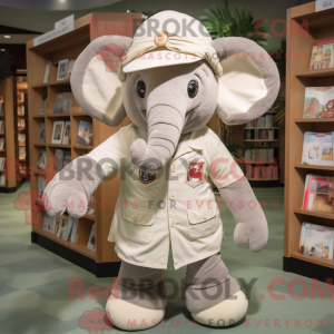 Beige elefantmaskot drakt...