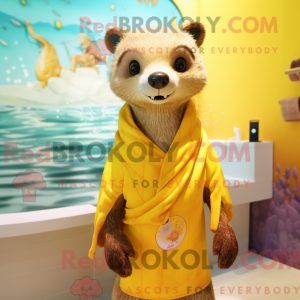 Geel marter mascottekostuum...