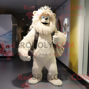 Béžová postava maskota Yeti...