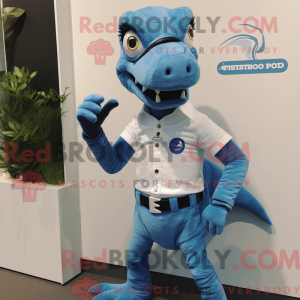 Blå Velociraptor maskot...