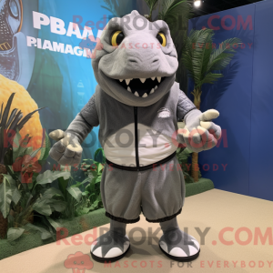 Grå Piranha maskot kostume...