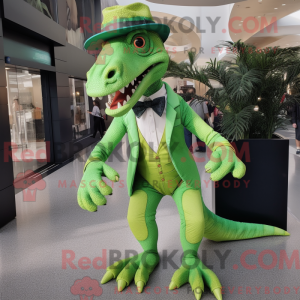 Limegrøn Deinonychus maskot...
