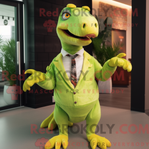 Limegrøn Deinonychus maskot...
