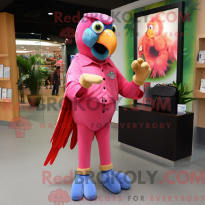 Pink Macaw mascot costume...