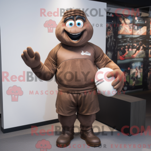 Brown Rugby Ball mascot...