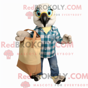 Cream Macaw maskot kostume...