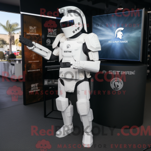 Hvid Spartan Soldier maskot...