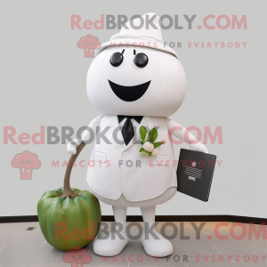 Hvit tomatmaskotdraktfigur...
