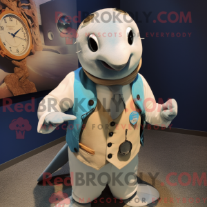 Tan Narwhal maskot kostume...