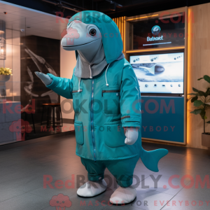 Teal Humpback Whale mascot...