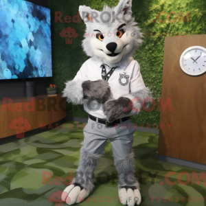 Gray Lynx mascot costume...