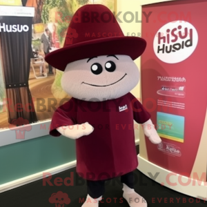 Maroon Sushi mascot costume...