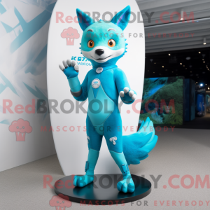 Cyan Fox-maskotdraktfigur...