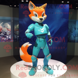 Cyan Fox mascottekostuum...