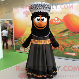Sort Abrikos maskot kostume...