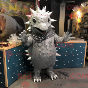 Silver Ankylosaurus mascot...