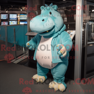 Teal Hippopotamus mascot...