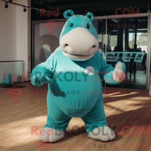 Teal Hippopotamus mascot...