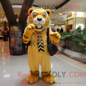 Guld sabeltand tiger maskot...