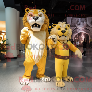 Guld sabeltand tiger maskot...