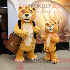 Guld sabeltand tiger maskot...