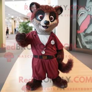 Maroon Lemur maskot kostume...