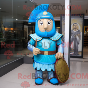 Blå romersk soldat maskot...