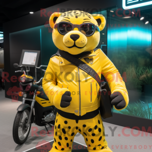 Gul Jaguar maskot kostume...