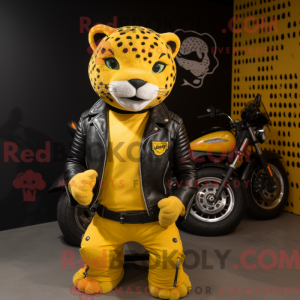 Gul Jaguar-maskotdraktfigur...