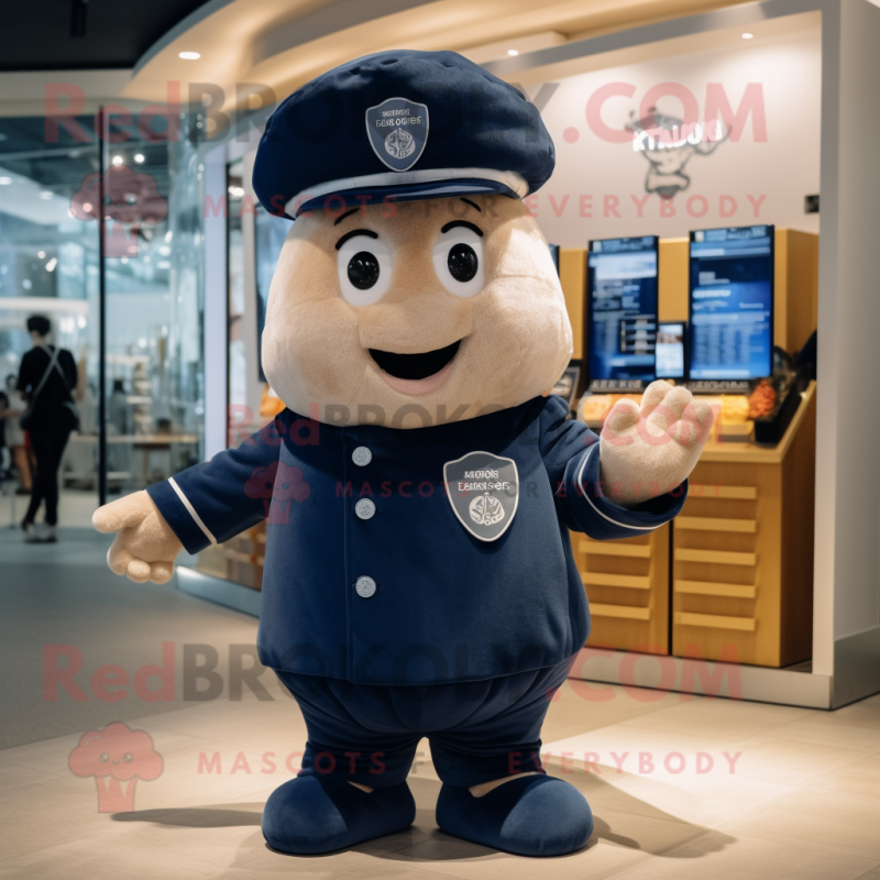 Navy Potato mascot costume character dressed with a Bootcut Jeans and Caps