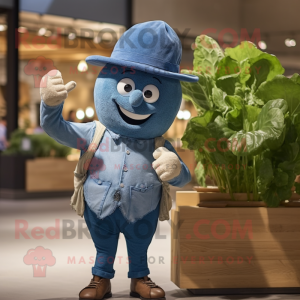 Blue Turnip mascot costume character dressed with a Chambray Shirt and Cufflinks