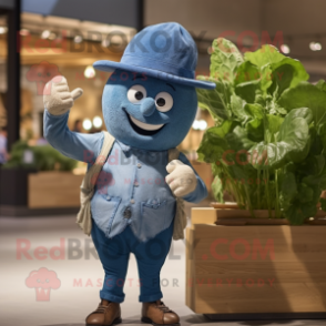 Blue Turnip mascot costume character dressed with a Chambray Shirt and Cufflinks