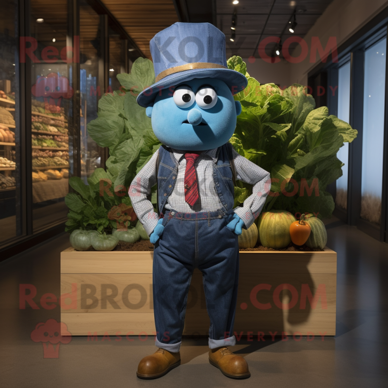 Blue Turnip mascot costume character dressed with a Chambray Shirt and Cufflinks