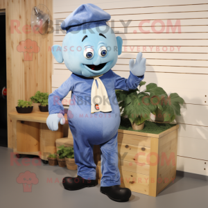 Blue Turnip mascot costume character dressed with a Chambray Shirt and Cufflinks