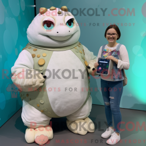 Hvit Glyptodon maskot drakt...
