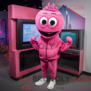 Pink tv-maskotkostumefigur...
