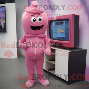 Rosa TV-maskotdraktfigur...
